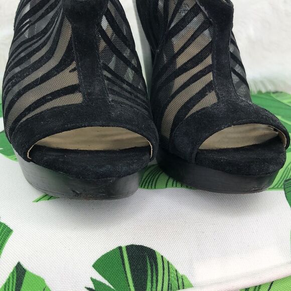 Michael Kors Black Zebra Peep Toe Wedge Heels 7 - Picture 9 of 13